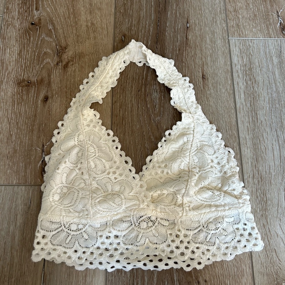 AÉROPOSTALE, Lace Halter Bralette, White, Size: S